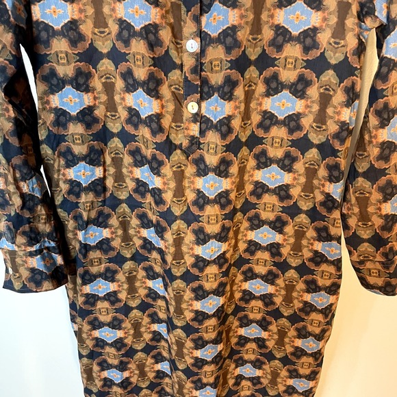 One Season Papy Abstract Print Split V Neck Midi Beach Dress Brown SZ XS - Picture 12 of 16